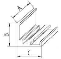 K60-Scheibenhalter groß, 3000 mm lang