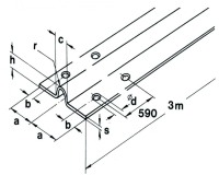 K60 Boden-Laufschiene 3 m, für Laufrolle mit runder Nut, 2 mm stabil