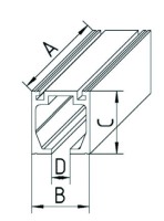 K60-Alu-Laufschiene für Schiene Typ 40, 2000 mm lang