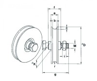 K60-Laufrolle mit Achse und runder Nut, verzinkt;...