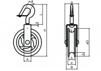 Brunnenrolle Ø 160 mm mit drehbarem Haken