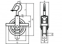 Brunnenrolle Ø 190 mm mit drehbarem Haken und...