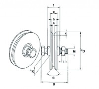 K60-Laufrolle mit Nute für Winkelstahl, Ø 80 mm, 200 kg Last