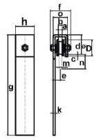 Rheinland- Schiebetürrolle 250 mm, max. Belastung = 80 kg