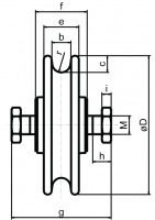 Grauguss- Seilrolle mit Achse, Ø 75 mm