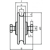 Grauguss- Seilrolle mit Achse, Ø 105 mm