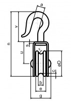 Bügelseilrolle mit drehbarem Haken Ø 30 mm