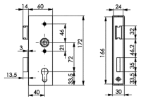 Schlosskasten, leer, V2A, Nr. 141KNIG - Kastenbreite A 30 mm