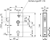 Schiebetor-Schlosskasten, V2A, Nr. 140SNIG - Kastenbreite...