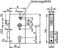 Schiebetor-Schlosskasten, leer, V2A - Kastenbreite A 30 mm