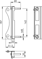 Schließkasten, verzinkt, Nr. 145A- für Kastenbreite 30 mm