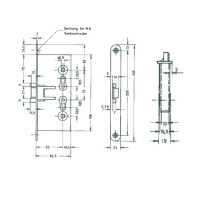 Feuerschutzschloss für Stahltüren 9/65/72 mm verzinkt Rechts/Links verwendbar